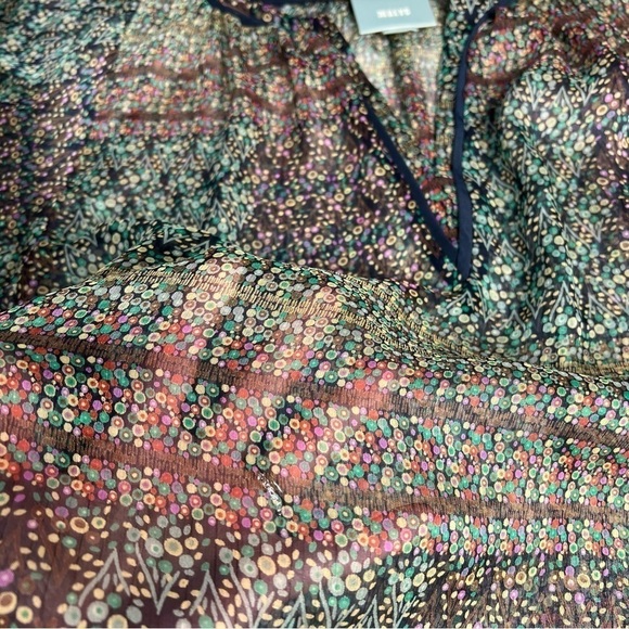 ANTHROPOLOGIE MAEVE Sheer Multi Color 3/4 Sleeves Boho Blouse Top Size S - Picture 12 of 16